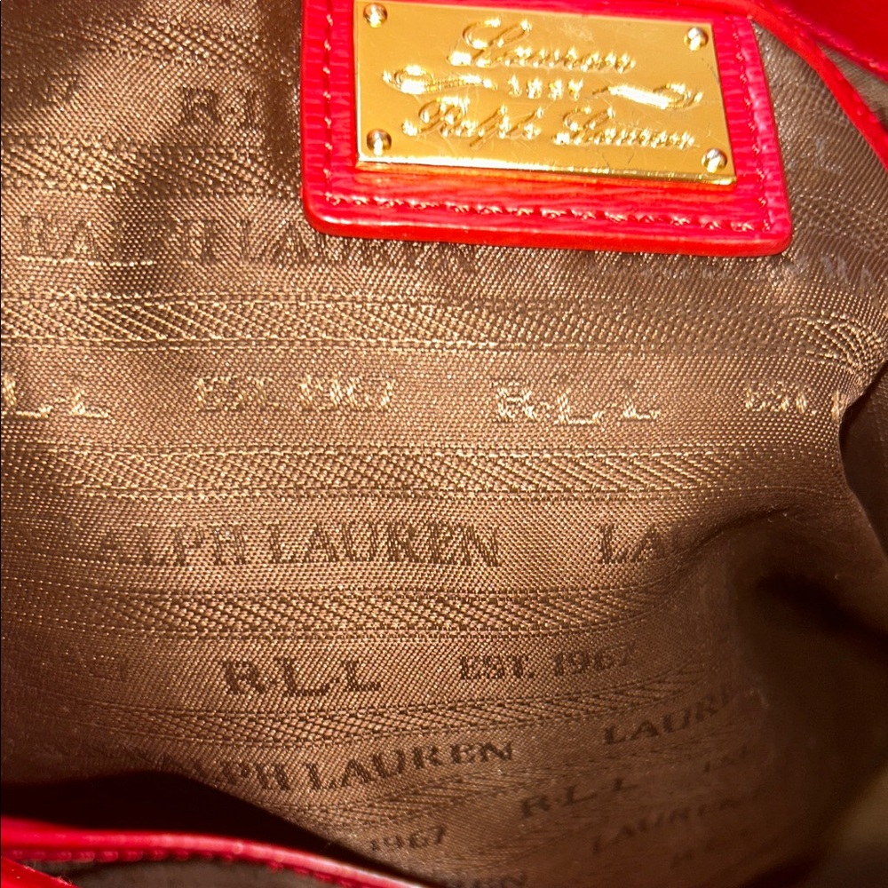 Lauren Ralph Lauren Red Newbury Classic Leather Tote - Picture 11 of 14